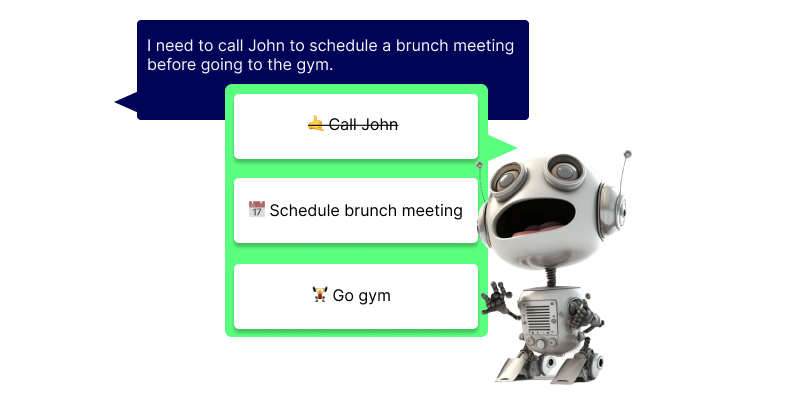 todo list next to a robot brain with neon colors