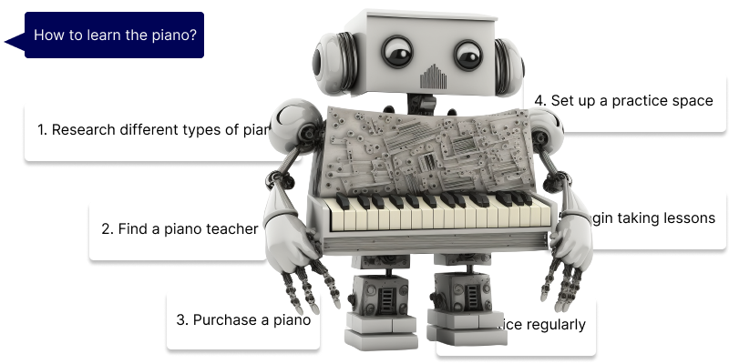 todo list next to a robot brain with neon colors
